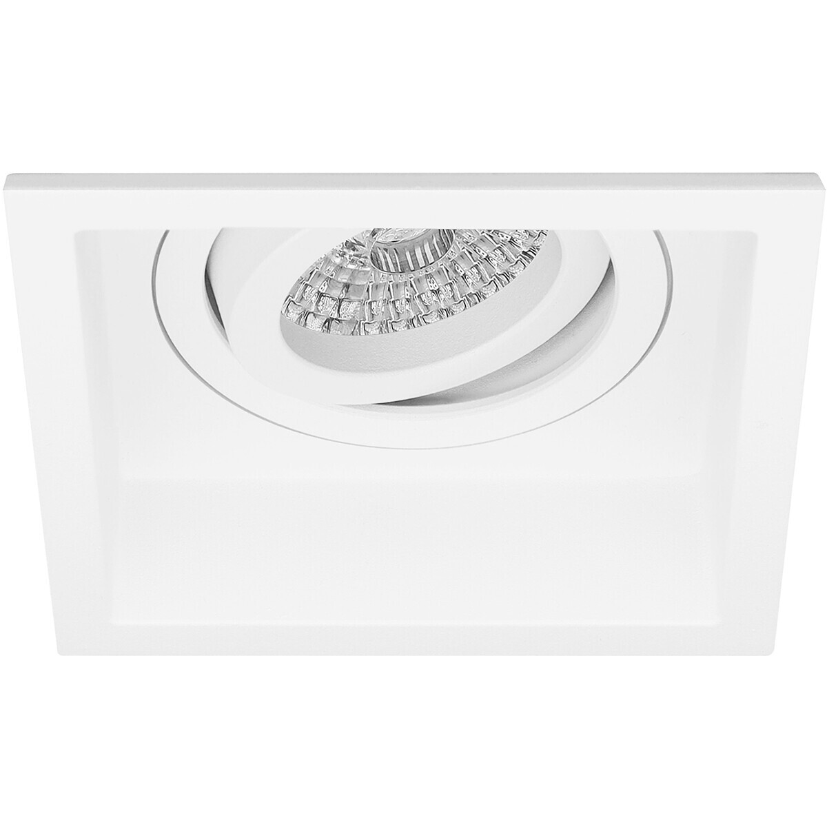 BES LED Spot Armatuur GU10 - Pragmi Domy Pro - Inbouw Vierkant - Mat Wit - Aluminium - Verdiept - Kantelbaar - 105mm