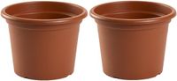 Plasticforte Plantenpot - 2x - Steenrood - Rond - D25 x H19 cm - Kunststof