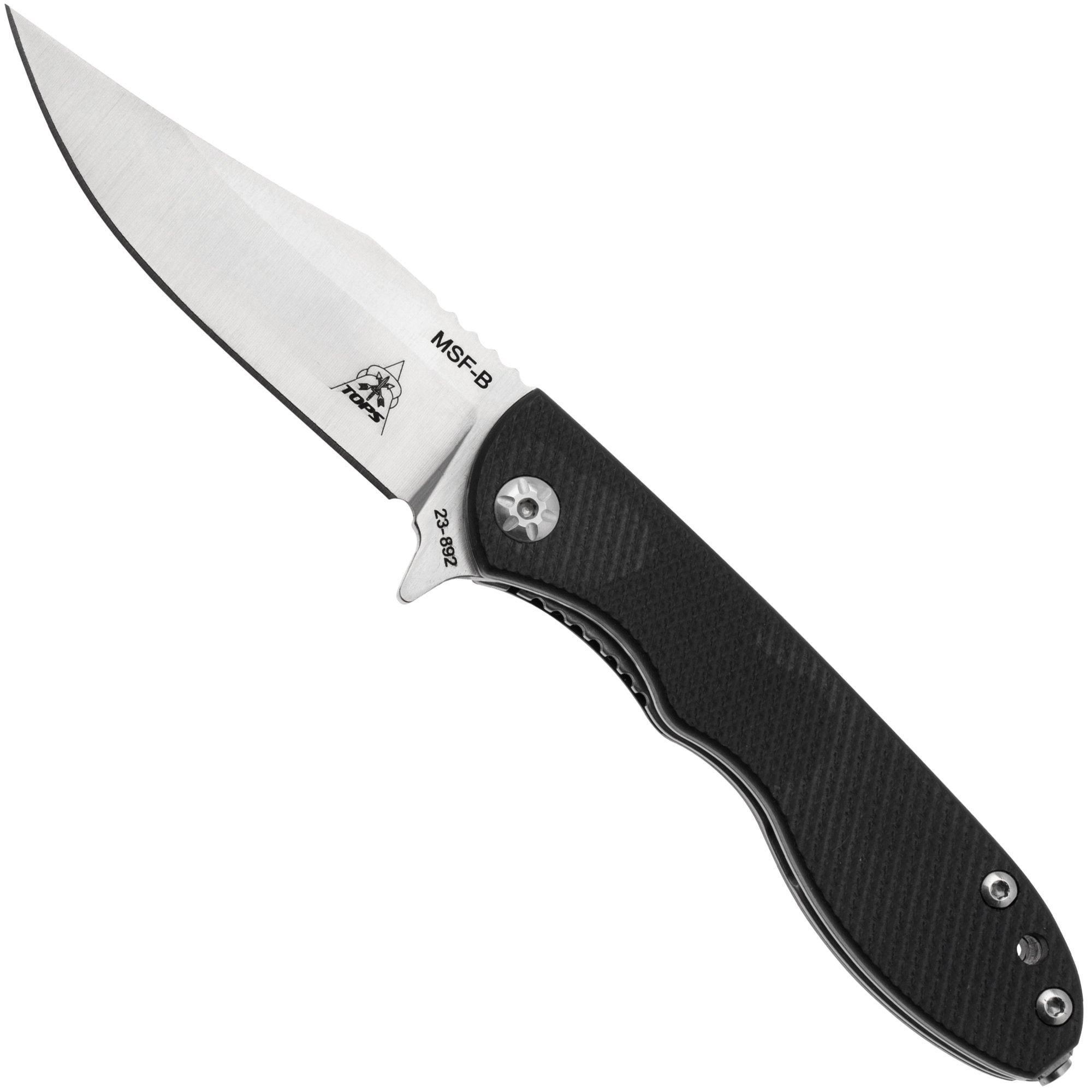 TOPS Knives Mini Scandi Folder MSF-B - Satin Elmax - Black G10 - Zakmes