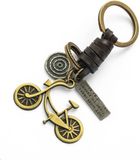 Allecto plus - Porte-clés de vélo en métal avec chaîne de vélo en cuir vintage - Bronze