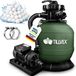 tillvex® Système de filtration à sable pour piscine avec minuterie 7 900 L/h incl. 400g de billes filtrantes | Système de filtration à vanne 7 voies et adaptateur 2 en 1 Ø32mm - 38mm | Filtre de piscine avec manomètre | Filtre à sable pour piscine vert