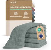 Laleni Hydrofiele Doeken - 100% Katoen - Mousseline - 70x70cm - Lichtgroen - Set van 5