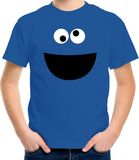 Bellatio Decorations Shoppartners Bv Verkleed carnaval t-shirt - blauw - cartoon knuffel monster voor kinderen - Dieren kostuum shirts - Koekjes 146/152