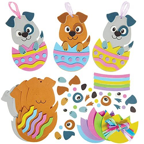 Baker Ross FX543 Hond Mix en Match Paaseieren decoratie sets - Set van 8, Kinderen Schuim Paasknutsel decoratie