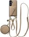 AVY Étui en cuir pour Samsung Galaxy S25 Plus / S24 Plus | Avec cordon, portefeuille et pochette | Compatible MagSafe | Beige