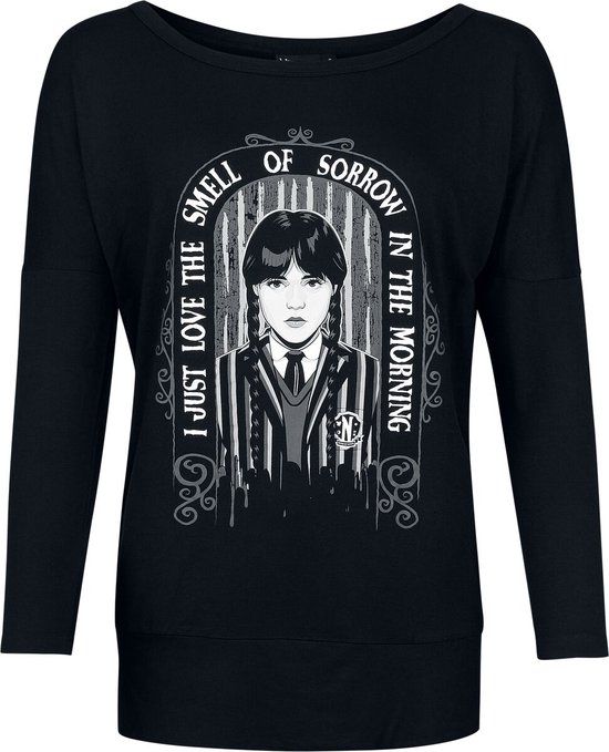 Wednesday I Just Love the Smell of Sorrow in the Morning Dames Shirt met lange mouwen - zwart - M