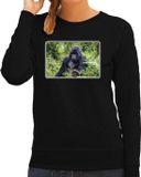 Bellatio Decorations Shoppartners Bv Dieren sweater met apen foto - zwart - voor dames - natuur / Gorilla aap cadeau trui - kleding / sweat shirt XL
