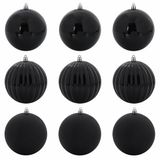vidaXL - Kerstbal - Set - XL - 9 stuks - Zwart - Ø 15 cm - Kunststof