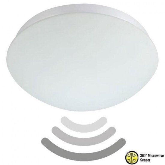 BES LED LED Plafondlamp Quana met 360Â° Microwave Sensor Ovaal Witte Armatuur