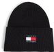 Tommy Hilfiger Kinder Mütze Schwarz Baumwolle Unisex