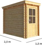 Merkloos Tuinhuisje Blokhut Els 150 cm bij 250 cm diep Lessenaarsdak bruin