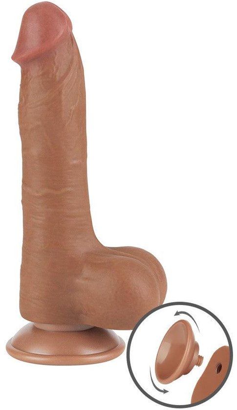 LoveToy - Sliding Skin Dildo 20 cm (Ø 3,9 cm) - Bruin