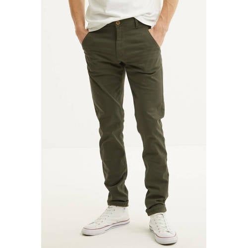 Blend slim fit chino olijfgroen