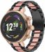 Strap-it Stalen schakel band 18mm - zwart/roze