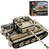 Reobrix - 77031 Tiger Tank bouwset | World of Tanks Edition | WW2 Army auto constructie modelbouw | Educatief militair & leger speelgoed bouwpakketten voor kinderen & volwassenen | Schaal 1:28 | Blok formaat 4.9mm | 1140 bouwstenen