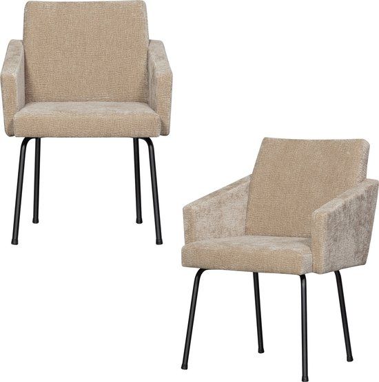 WOOOD Mount Eetkamerstoelen - Polyester - Zand - Set van 2