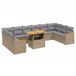 vidaXL 11-delige Tuinset met Kussens, Poly Rattan, Beige