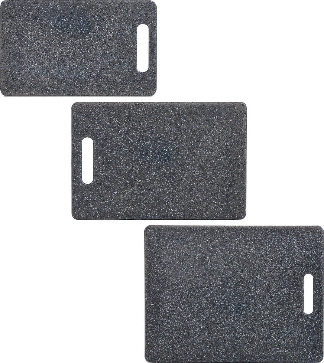 ZELLER 3-delige snijplankenset - rechthoekig - antraciet - kunststof