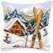VERVACO Borduurpakket Kussen Kruissteek SNEEUWPRET Voorbedrukt Handwerkpakket voor Sierkussen 40 x 40 cm Zelf Maken Knutselen voor Volwassenen Woondecoratie DIY Cross Stitch Kit