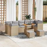 Prolenta Maison Exclusive - Tuinset voor in de tuin, 10-delig, beige, van polyrotan