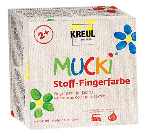 Kreul Mucki Vingerverf - 4 x 150 ml - Geel, Rood, Blauw, Groen