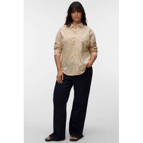 VERO MODA CURVE gebloemde blouse met pailletten beige
