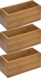 5five Opbergbox - 3x - Bamboe Hout - Bruin - 23 x 9.5 cm