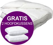 Merkloos Dekbed Winter & Herfst + 2 Gratis Hoofdkussens - Tweepersoons - 200x200 cm - Wit