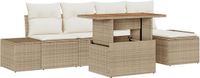 vidaXL Tuinbank - Set - 6 - st - Beige - Poly - rattan