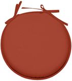 Stof Textile Home stoelkussens - terracotta - D40 x H3 cm - voor binnen - touwtjes sluiting - zitkussens plat - rond