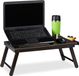 VORLOU - Table d'ordinateur portable en bambou avec tiroir et conception pliable - 25x60x35cm - Brun foncé