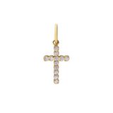 Lucardi - Dames Stalen goldplated bedel kruis met zirkonia - Hanger - Staal - Goudkleurig