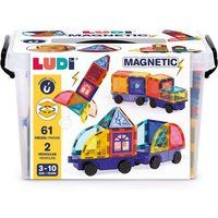 LUDI - Magnetische voertuigen - 3D-bouwspel - 63 magnetische onderdelen - Voertuigen maken - Transportkoffer - Vanaf 2 jaar