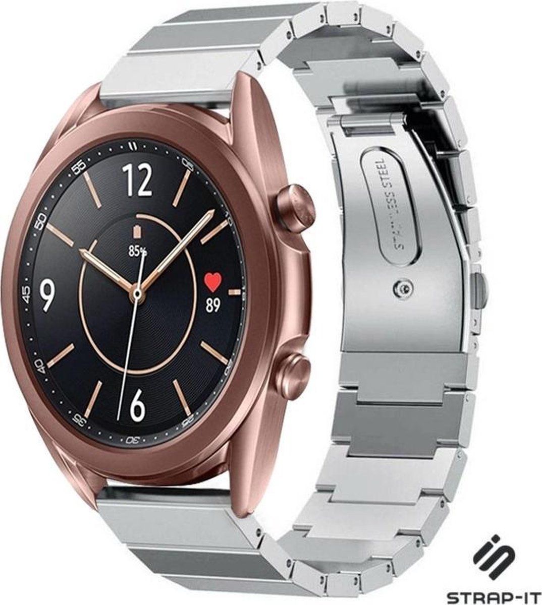 Strap-it Strap-it Samsung Galaxy Watch 3 - 41mm metalen bandje - zilver