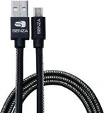 Senza Premium Leren Micro-USB Kabel 1.5 Meter Zwart