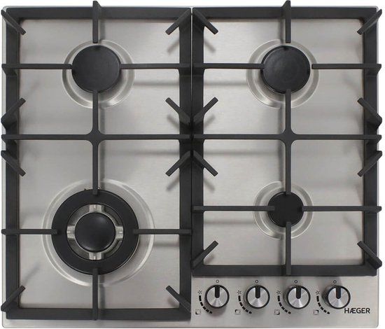 Haeger PG-4GI.005A - Gaskookplaat - 4 zones - Rvs
