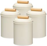 Excellent Houseware Voorraadpot / koekjes bewaarblik Bart - 4x - 14 x 20 cm - metaal - wit