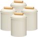 Excellent Houseware Voorraadpot / koekjes bewaarblik Bart - 4x - 14 x 20 cm - metaal - wit