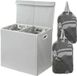 Simplehouseware Dubbele wasmand met deksel en afneembare waszakken, grijs