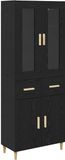 vidaXL Highboard Zwart Eiken 69,5 x 34 x 180 cm Bewerkt hout