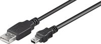 S-Impuls USB Mini B naar USB-A kabel - USB2.0 - tot 2A / zwart - 1 meter