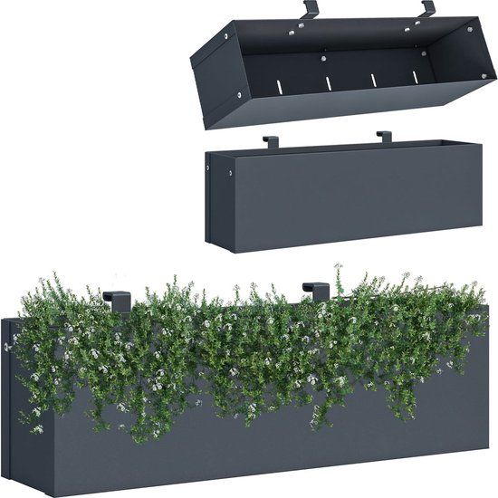 Vikingchoice Hangende plantenbak - kliko ombouw - 50x12x15cm - antraciet