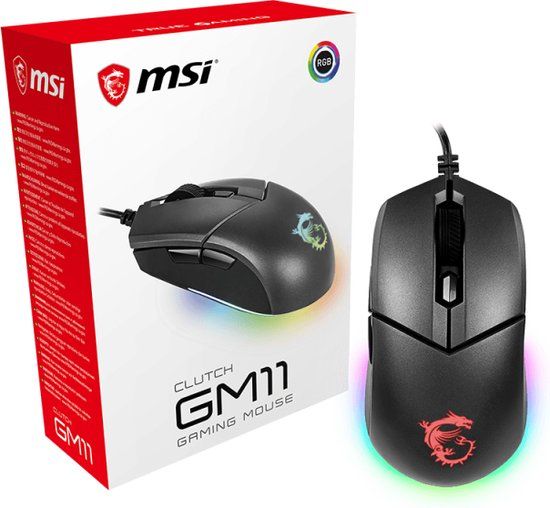MSI Clutch GM11 - Linkshandige Gaming Muis - 5000 DPI - Zwart