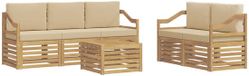 vidaXL - Bank loungeset - 5 zitplekken - Wit en Beige - Polyester