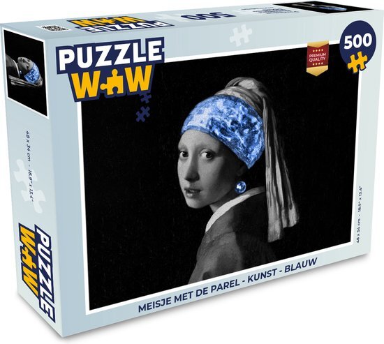 MuchoWow Puzzel Meisje met de parel - Kunst - Blauw - Legpuzzel - Puzzel 500 stukjes