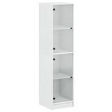 vidaXL Hoge kast met glazen deuren, wit, 35x37x142 cm
