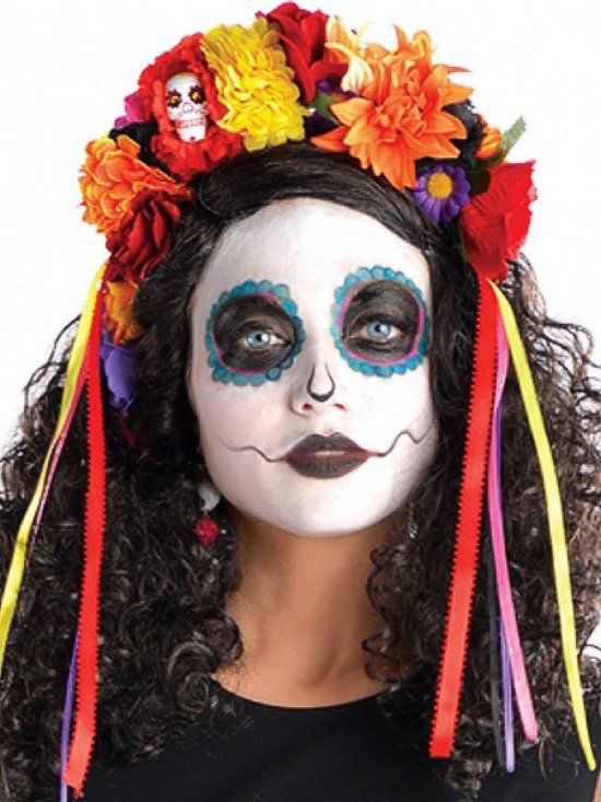 Generik Dia de los Muertos bloemenkrans - Verkleedattribuut