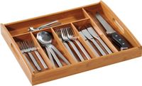 Merkloos Kesper 2x Bamboe houten bestekbakken/inzetbakken met handvatten 32 x 38 cm - Keukenlade/besteklade bestekbak/inzetbak