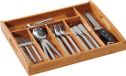 Merkloos Kesper 2x Bamboe houten bestekbakken/inzetbakken met handvatten 32 x 38 cm - Keukenlade/besteklade bestekbak/inzetbak
