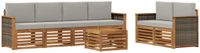 vidaXL - Bank loungeset - 6 zitplekken - Naturel en lichtgrijs - Massief Acacia Hout